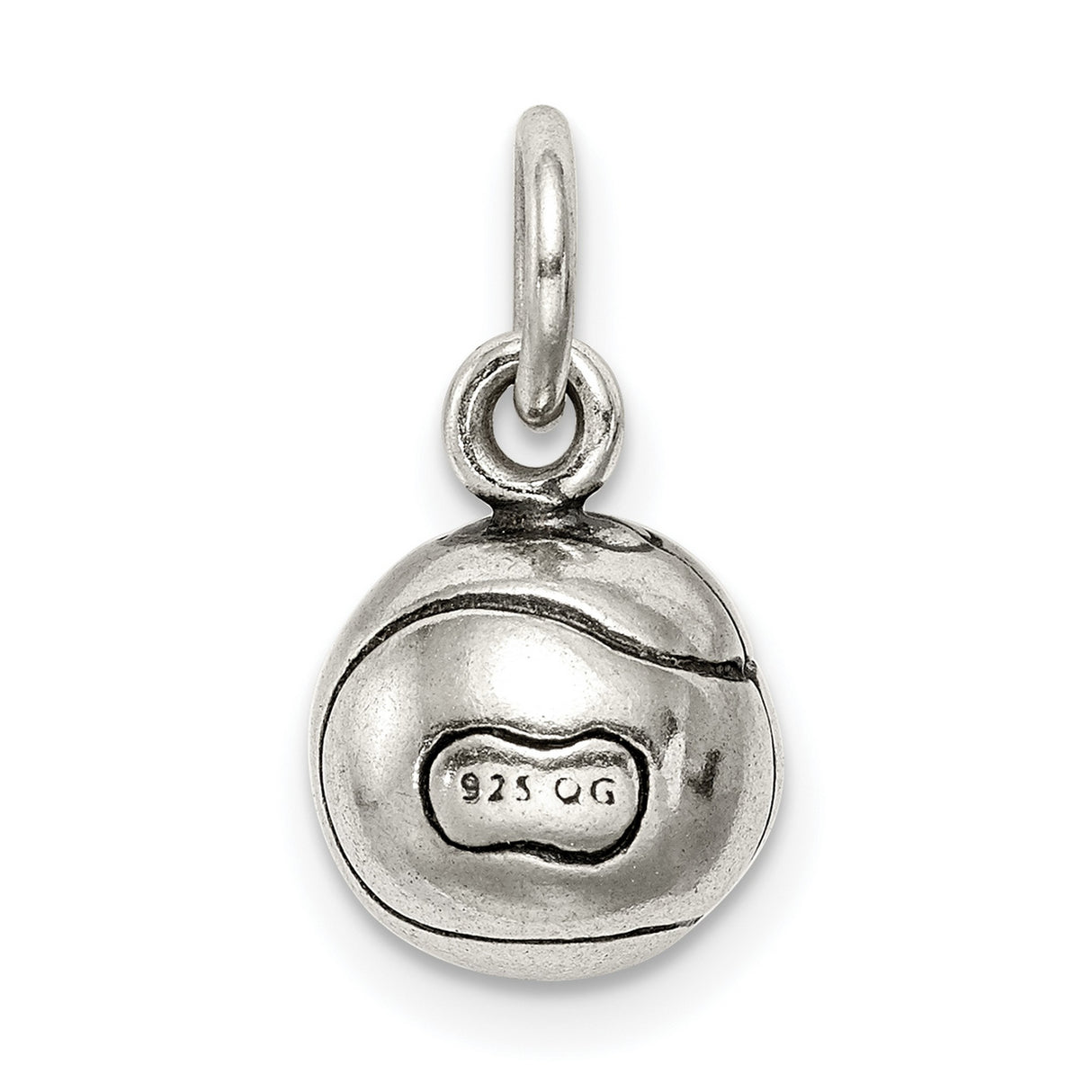 3-D Tennis Ball Charm Pendant in Real 925 Sterling Silver