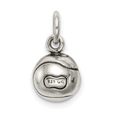 3-D Tennis Ball Charm Pendant in Real 925 Sterling Silver