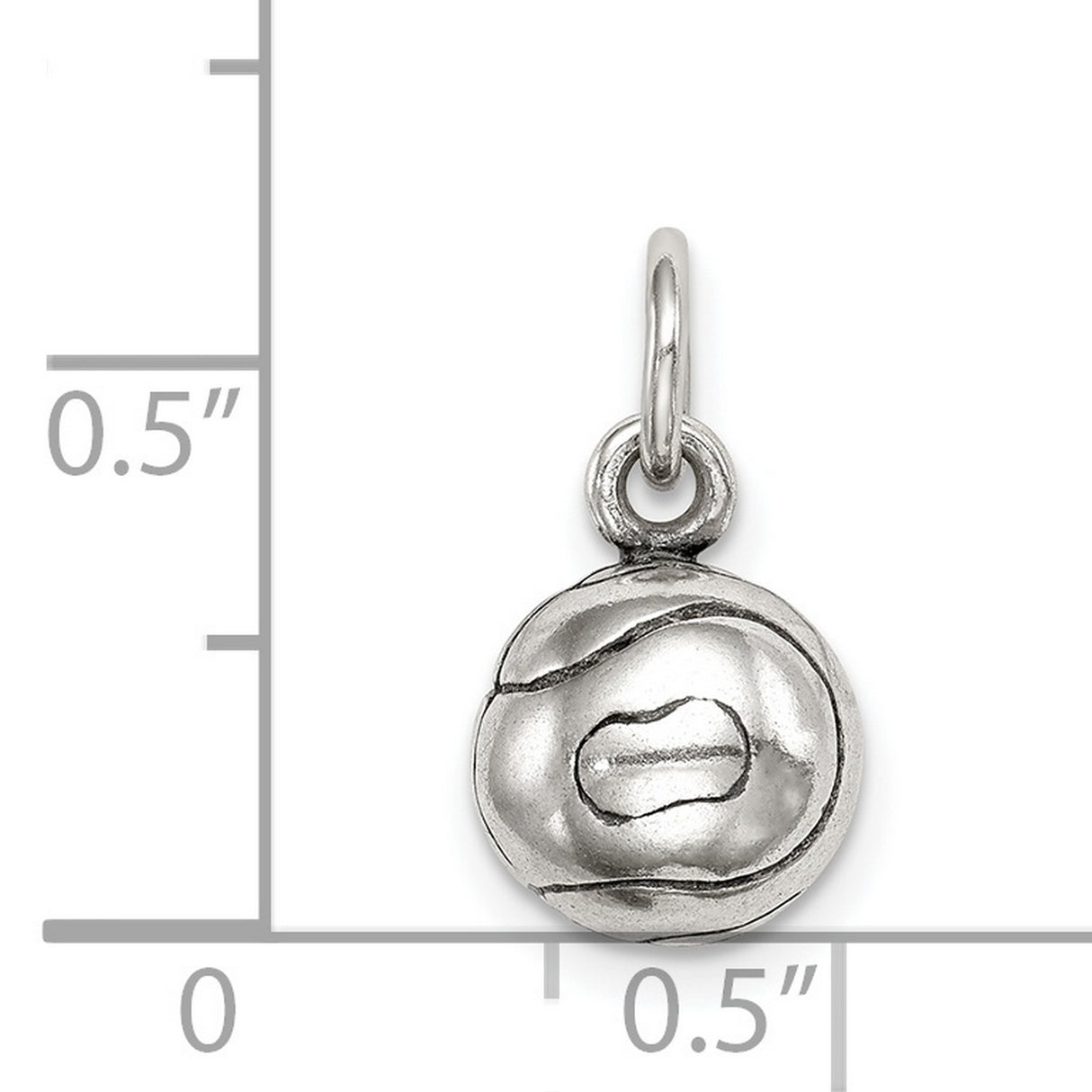 3-D Tennis Ball Charm Pendant in Real 925 Sterling Silver