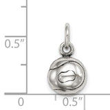 3-D Tennis Ball Charm Pendant in Real 925 Sterling Silver