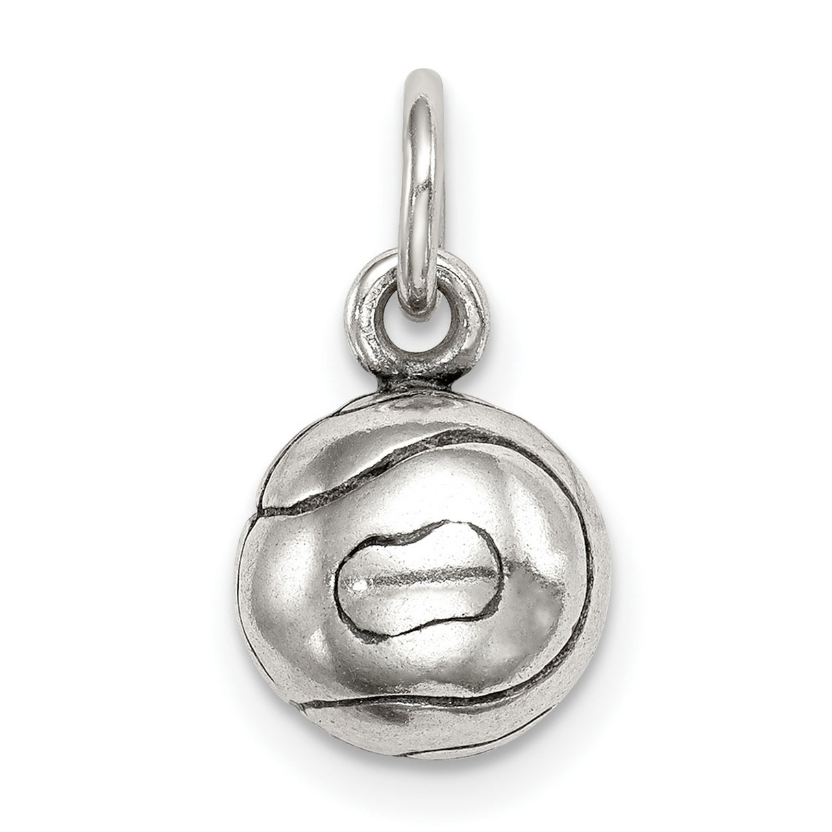 3-D Tennis Ball Charm Pendant in Real 925 Sterling Silver