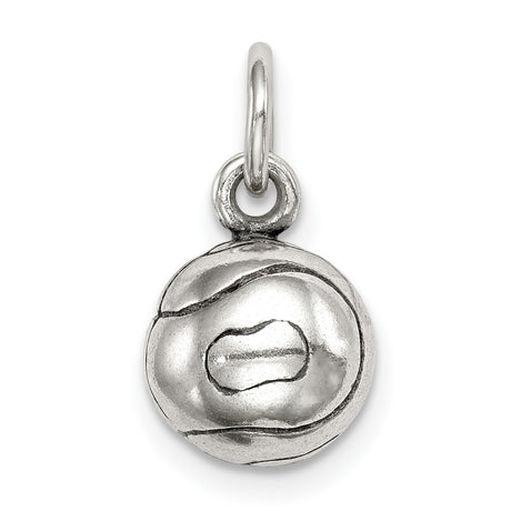 3-D Tennis Ball Charm Pendant in Real 925 Sterling Silver