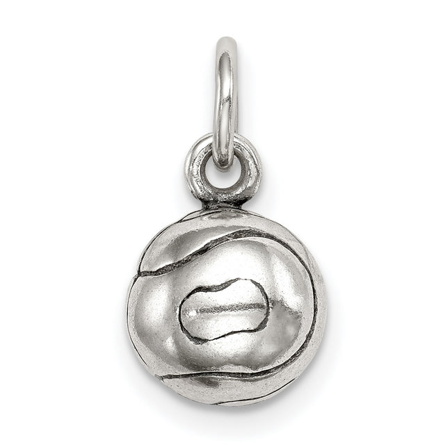 3-D Tennis Ball Charm Pendant in Real 925 Sterling Silver