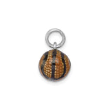 Sterling Silver Basketball Charm Pendant with Enamel Detailing, Sports Jewelry for Athletes and Fans