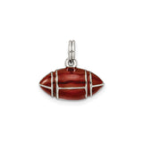 Sterling Silver Football Pendant Charm with Enamel Detailing, 3D Sports Design, Unisex Jewelry