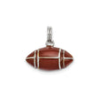 Sterling Silver Football Pendant Charm with Enamel Detailing, 3D Sports Design, Unisex Jewelry