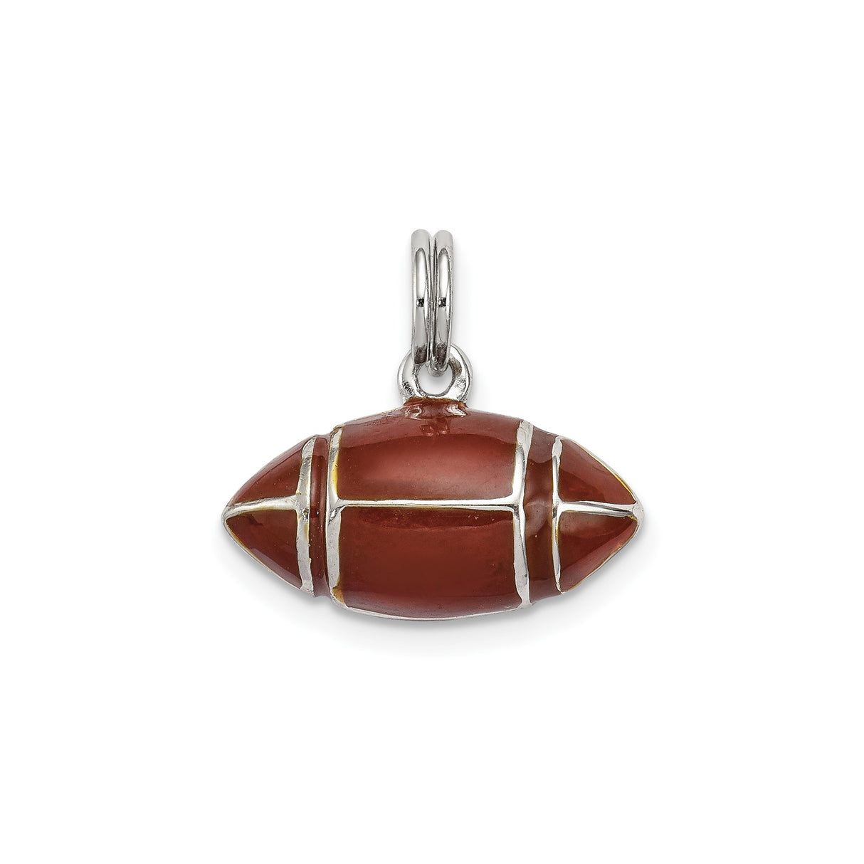 Sterling Silver Football Pendant Charm with Enamel Detailing, 3D Sports Design, Unisex Jewelry