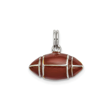 Sterling Silver Football Pendant Charm with Enamel Detailing, 3D Sports Design, Unisex Jewelry