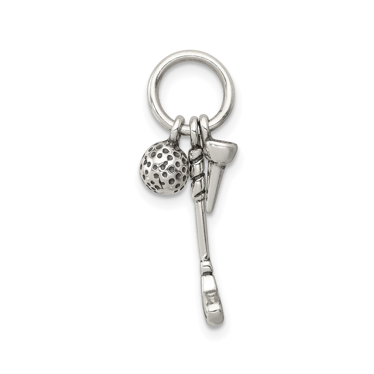 Sterling Silver Golf Club and Ball Pendant, Miniature Sports Charm for Golf Lovers