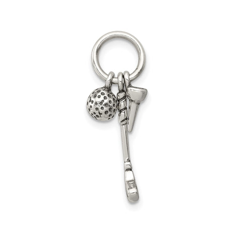 Sterling Silver Golf Club and Ball Pendant, Miniature Sports Charm for Golf Lovers