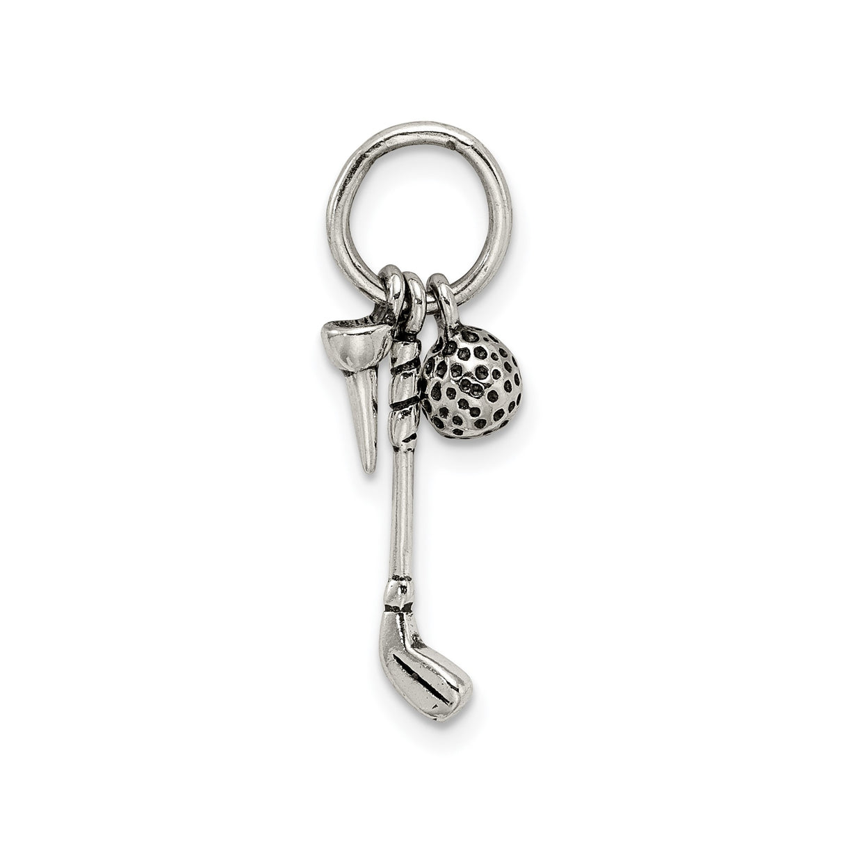 Sterling Silver Golf Club and Ball Pendant, Miniature Sports Charm for Golf Lovers