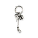 Sterling Silver Golf Club and Ball Pendant, Miniature Sports Charm for Golf Lovers