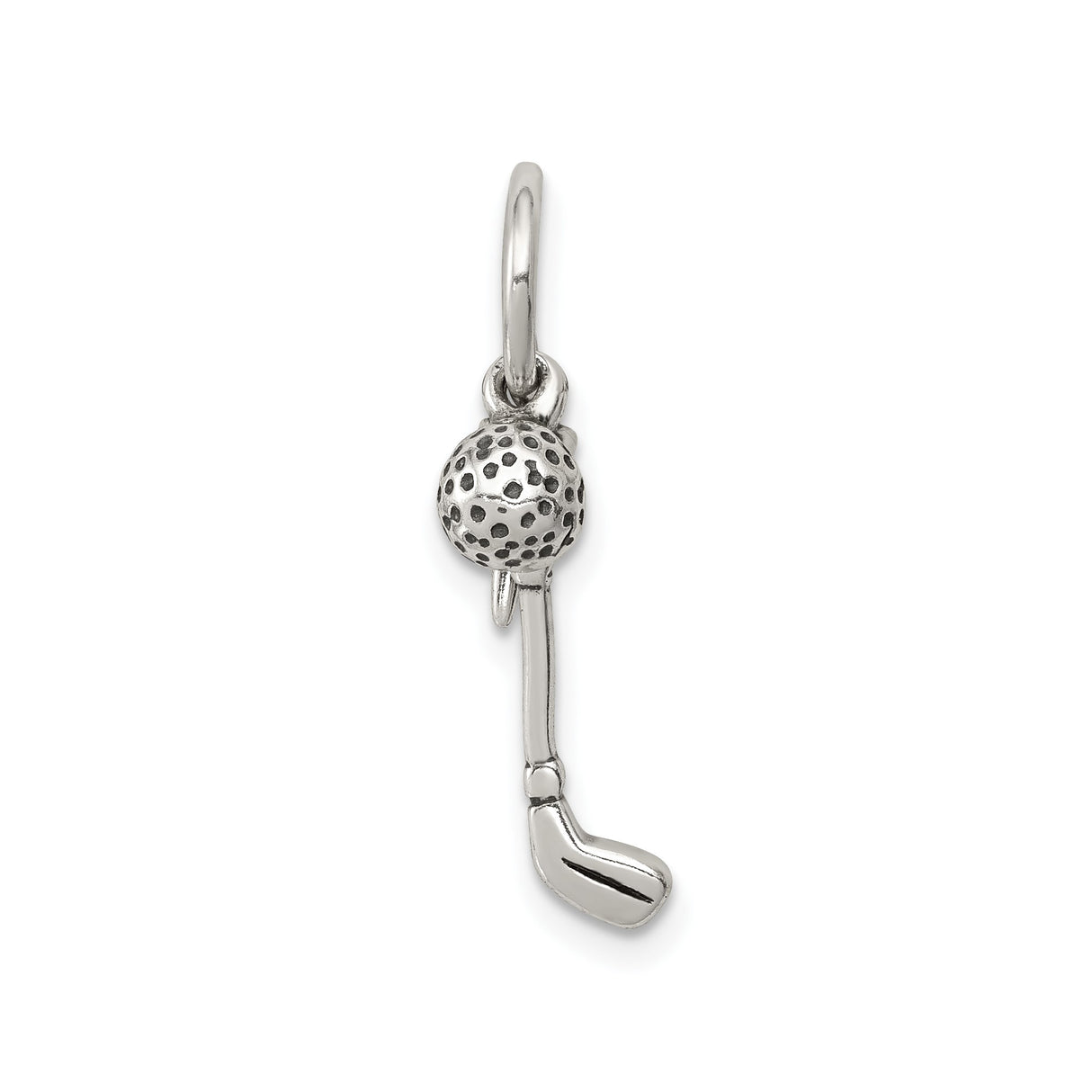 Sterling Silver Golf Club and Ball Pendant, Miniature Sports Charm for Golf Lovers