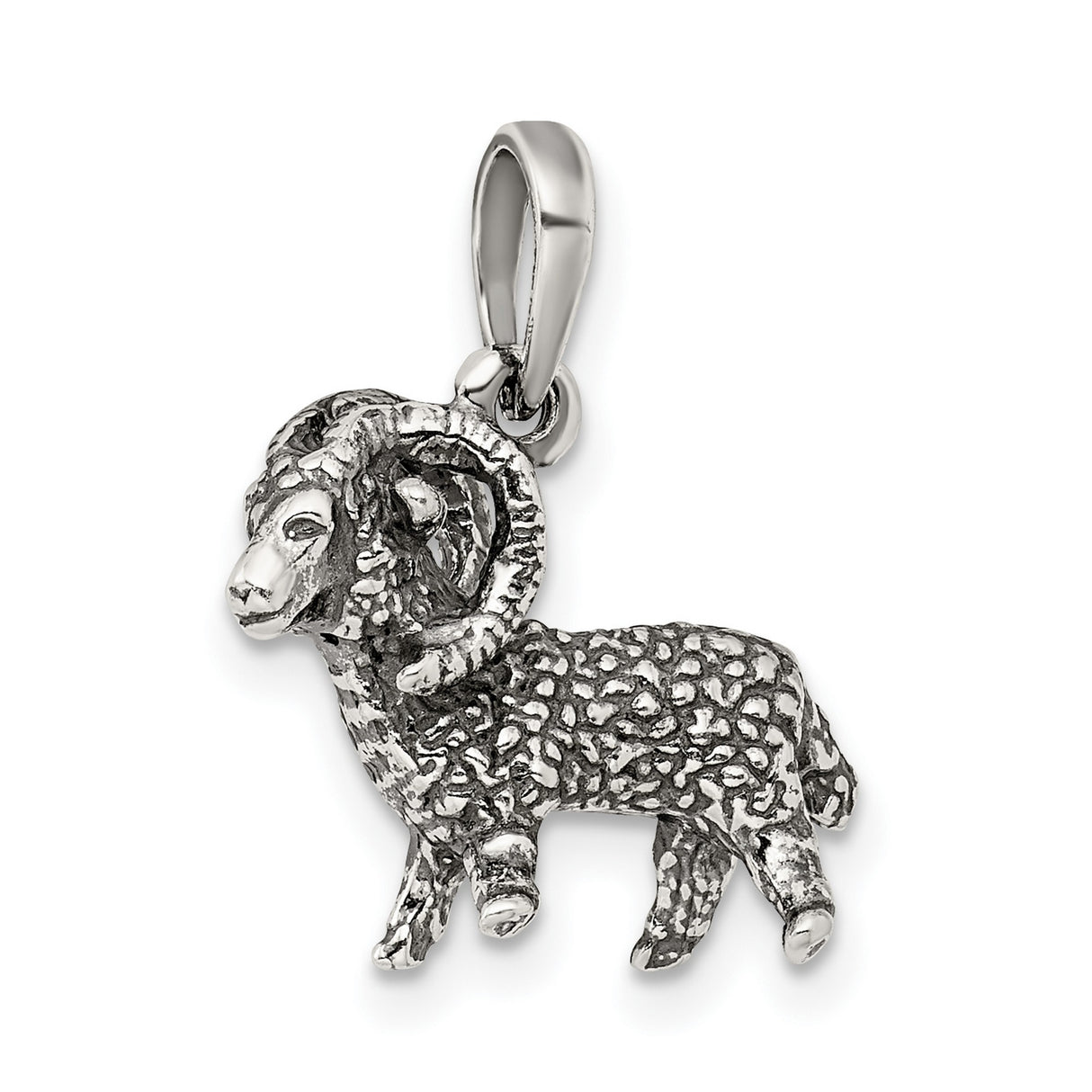 Aries The Ram Zodiac Symbol Charm Pendant in Real 925 Sterling Silver