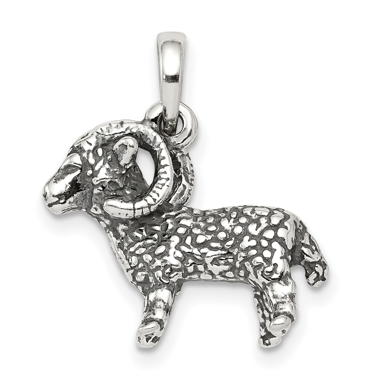 Aries The Ram Zodiac Symbol Charm Pendant in Real 925 Sterling Silver