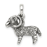 Aries The Ram Zodiac Symbol Charm Pendant in Real 925 Sterling Silver