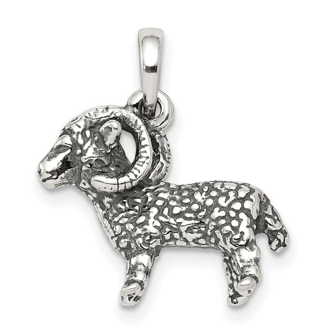 Aries The Ram Zodiac Symbol Charm Pendant in Real 925 Sterling Silver