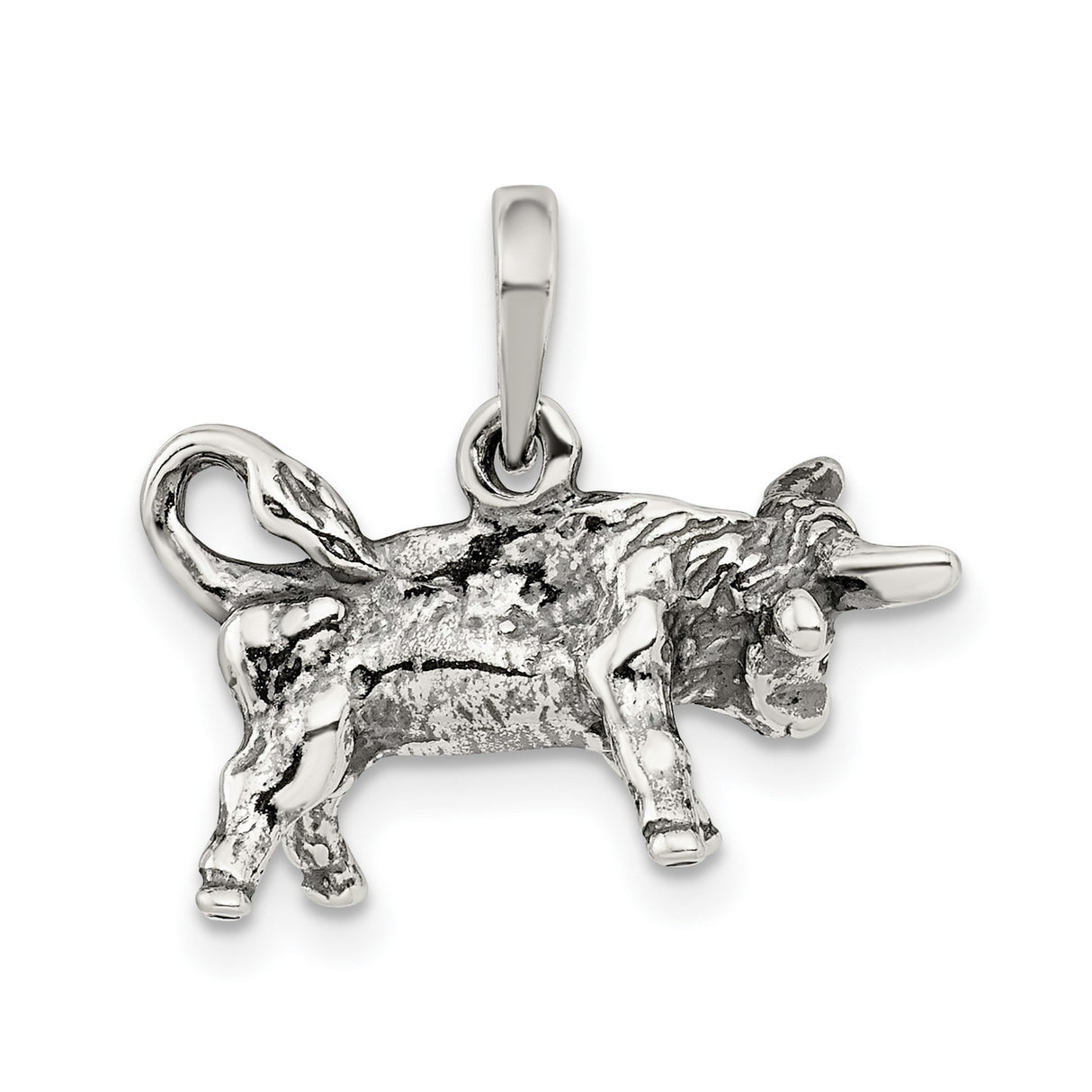 Taurus The Bull Zodiac Symbol Charm Pendant in Real 925 Sterling Silver