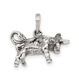Taurus The Bull Zodiac Symbol Charm Pendant in Real 925 Sterling Silver