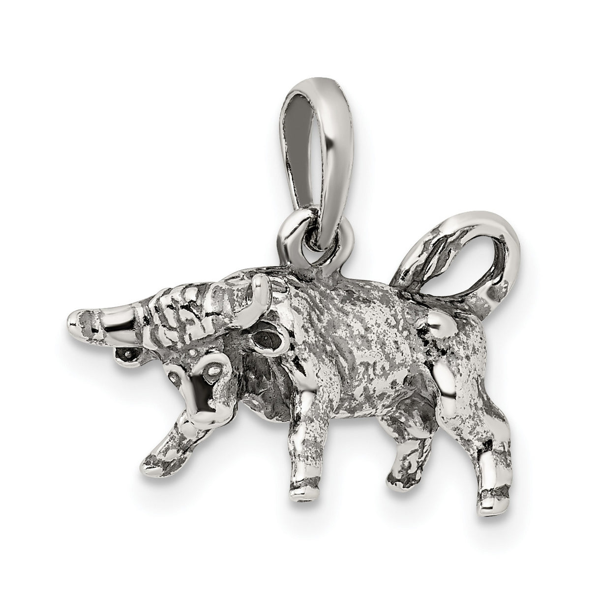 Taurus The Bull Zodiac Symbol Charm Pendant in Real 925 Sterling Silver
