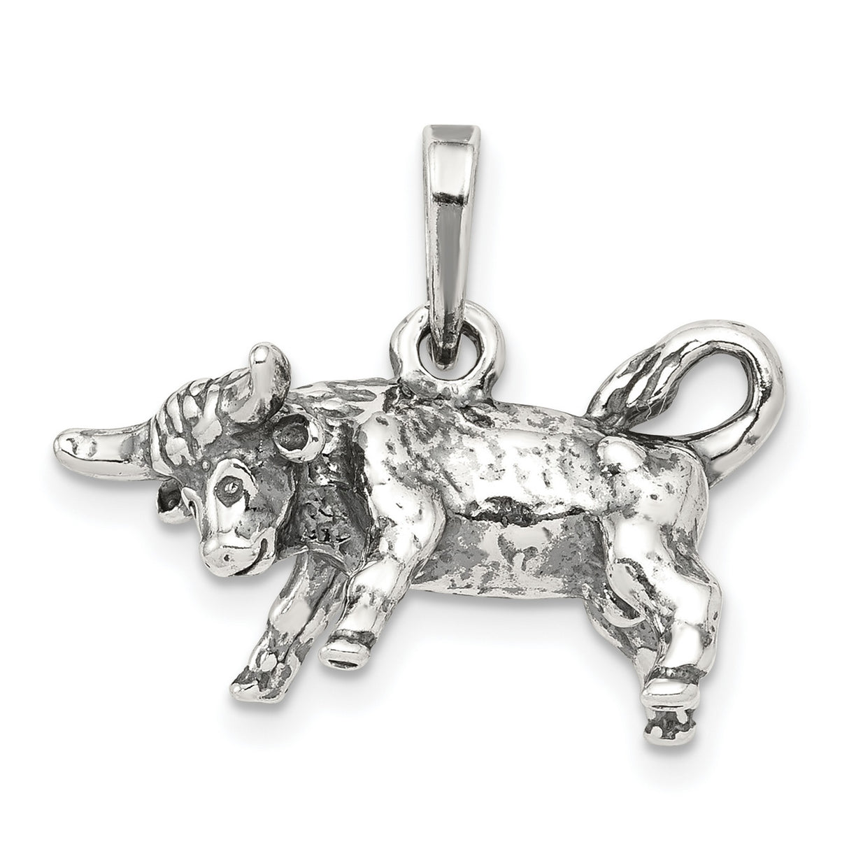 Taurus The Bull Zodiac Symbol Charm Pendant in Real 925 Sterling Silver