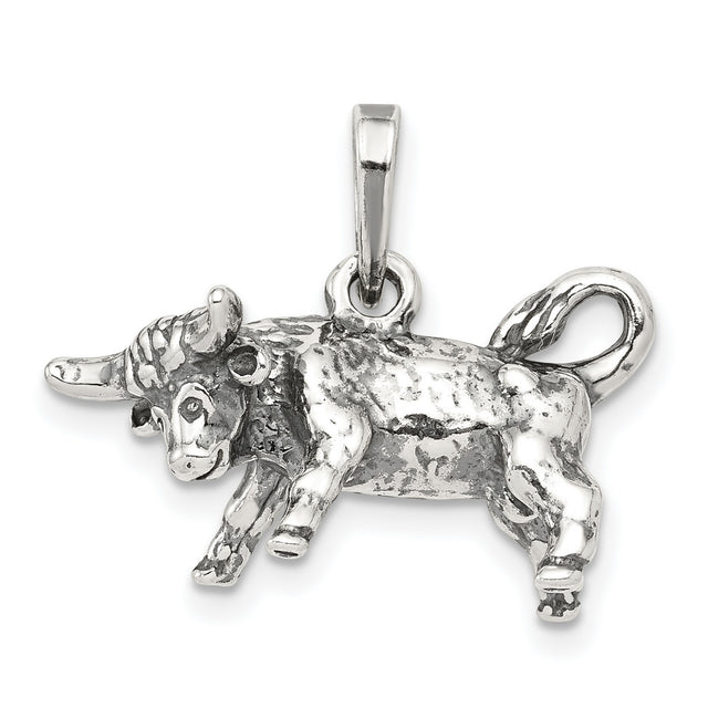 Taurus The Bull Zodiac Symbol Charm Pendant in Real 925 Sterling Silver