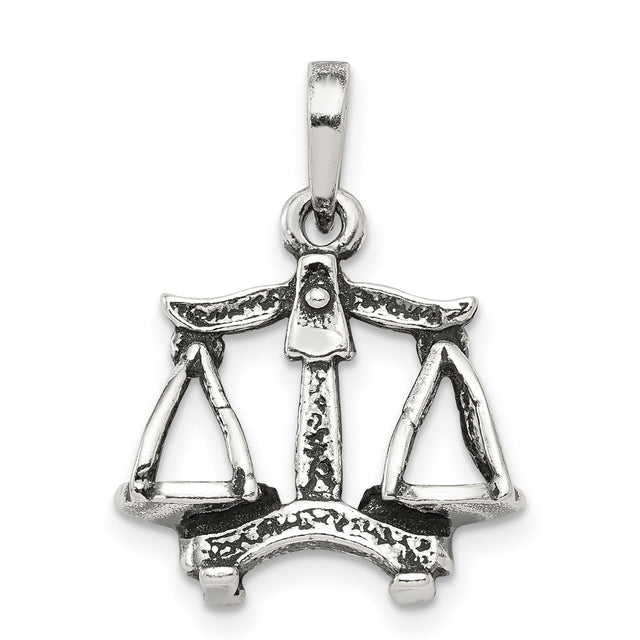 Libra Scales Zodiac Sign Charm Pendant in Real 925 Sterling Silver