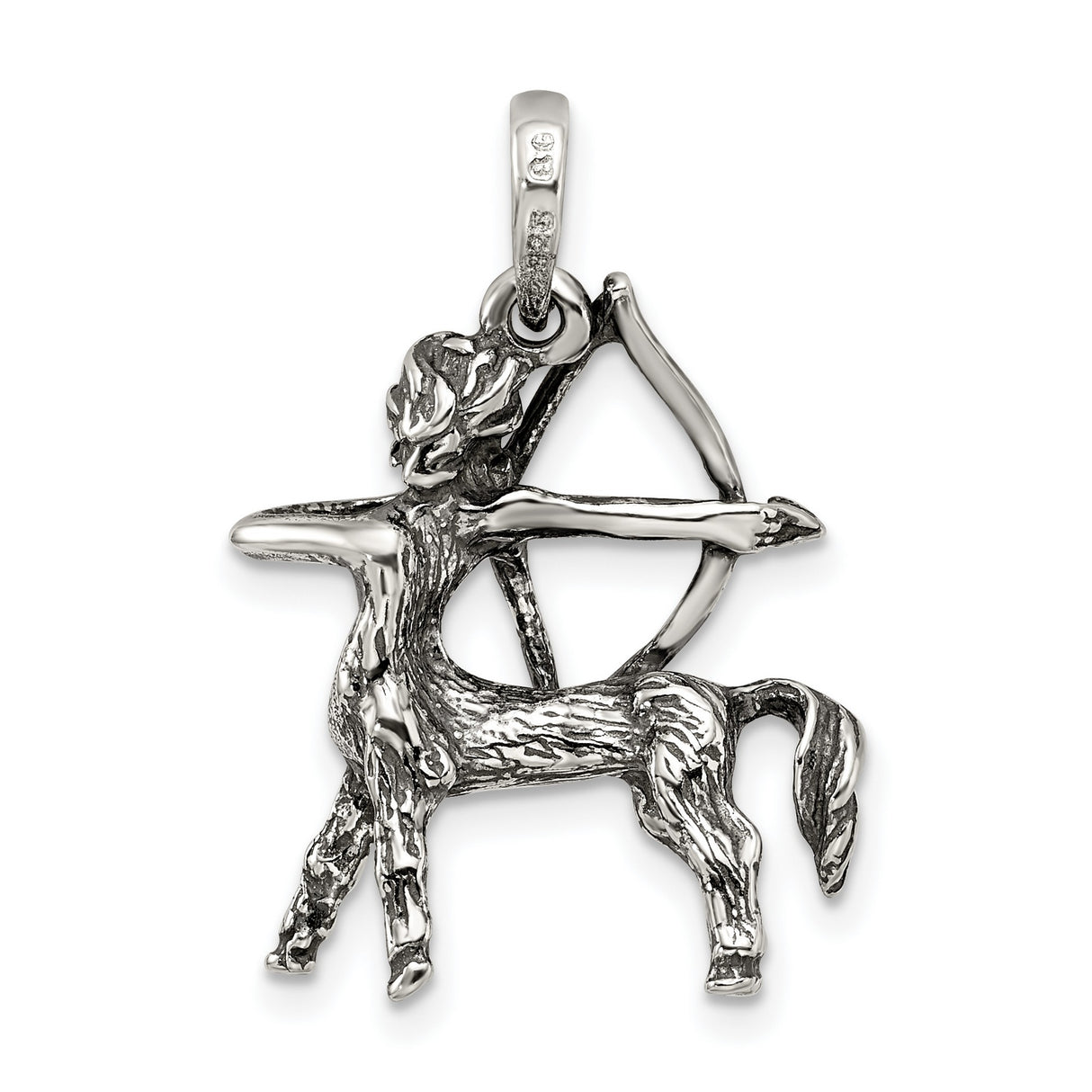 Sagittarius Centaur Archer Zodiac Sign Charm Pendant in Real 925 Sterling Silver