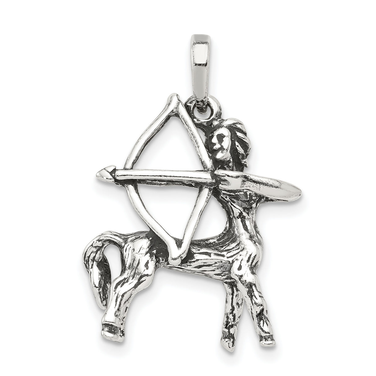 Sagittarius Centaur Archer Zodiac Sign Charm Pendant in Real 925 Sterling Silver