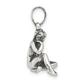 Sitting Virgo Maiden Charm Pendant in Real 925 Sterling Silver