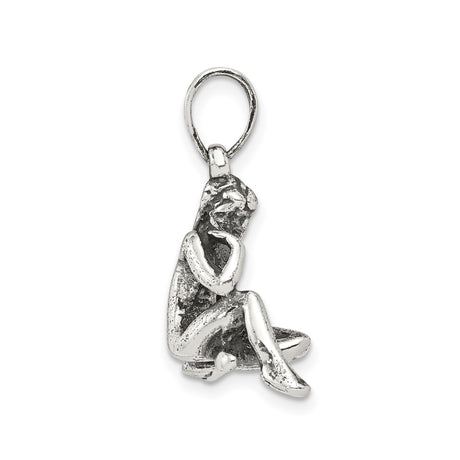Sterling Silver Nude Pendant with Seated Female Figure, Artistic Sculptural Design