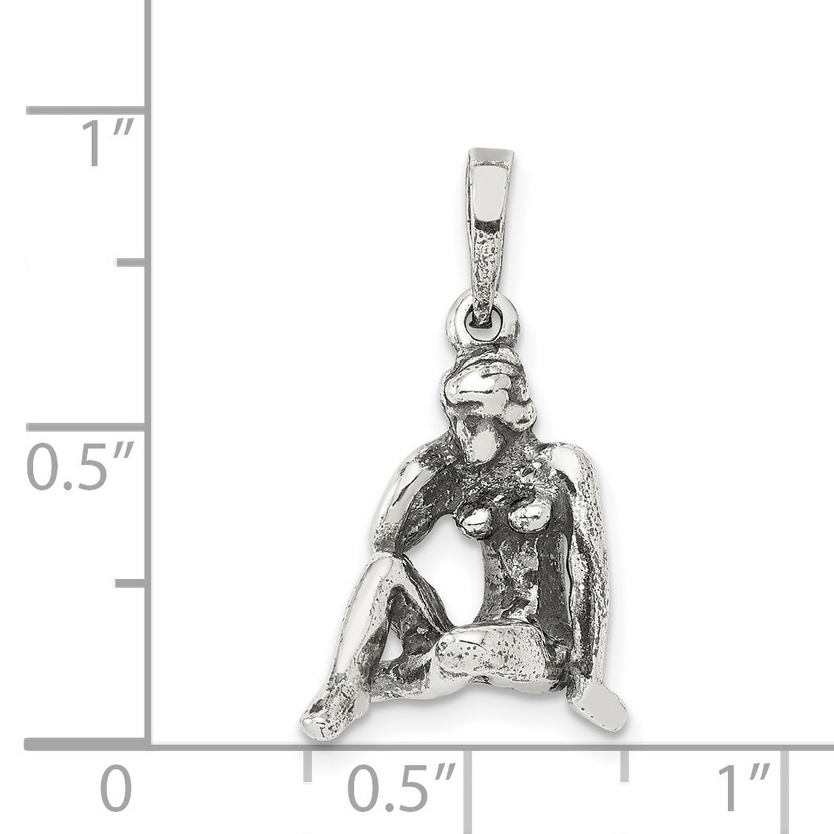 Sitting Virgo Maiden Charm Pendant in Real 925 Sterling Silver