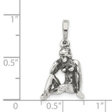 Sitting Virgo Maiden Charm Pendant in Real 925 Sterling Silver
