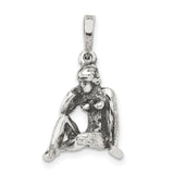 Sitting Virgo Maiden Charm Pendant in Real 925 Sterling Silver