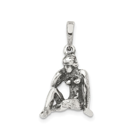 Sterling Silver Nude Pendant with Seated Female Figure, Artistic Sculptural Design