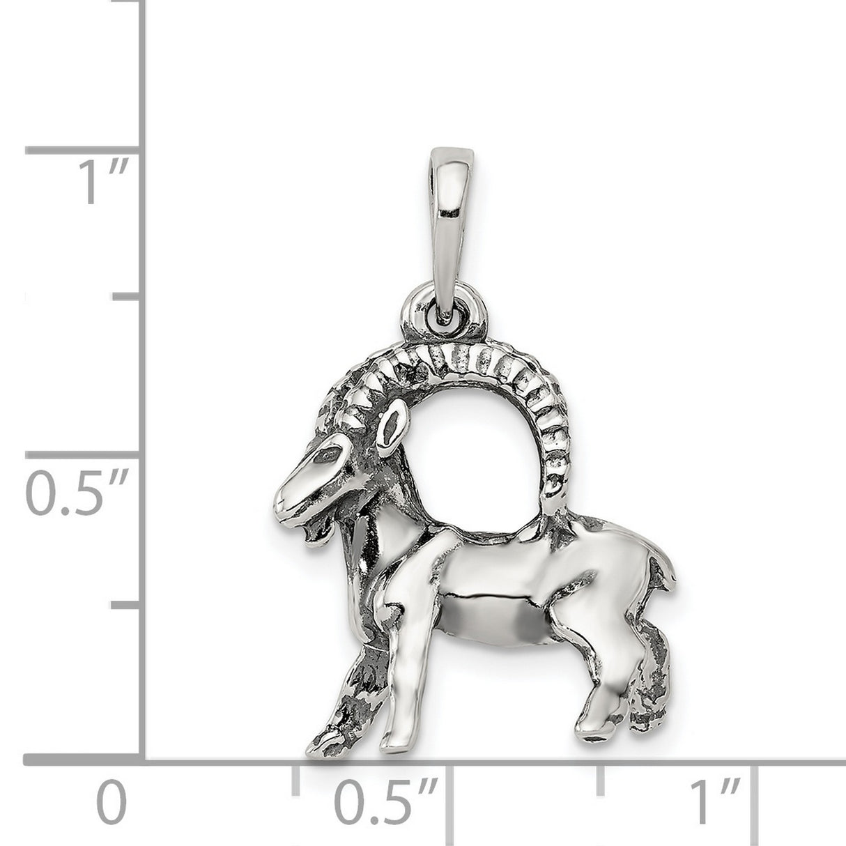 Capricorn Goat Zodiac Symbol Charm Pendant in Real 925 Sterling Silver