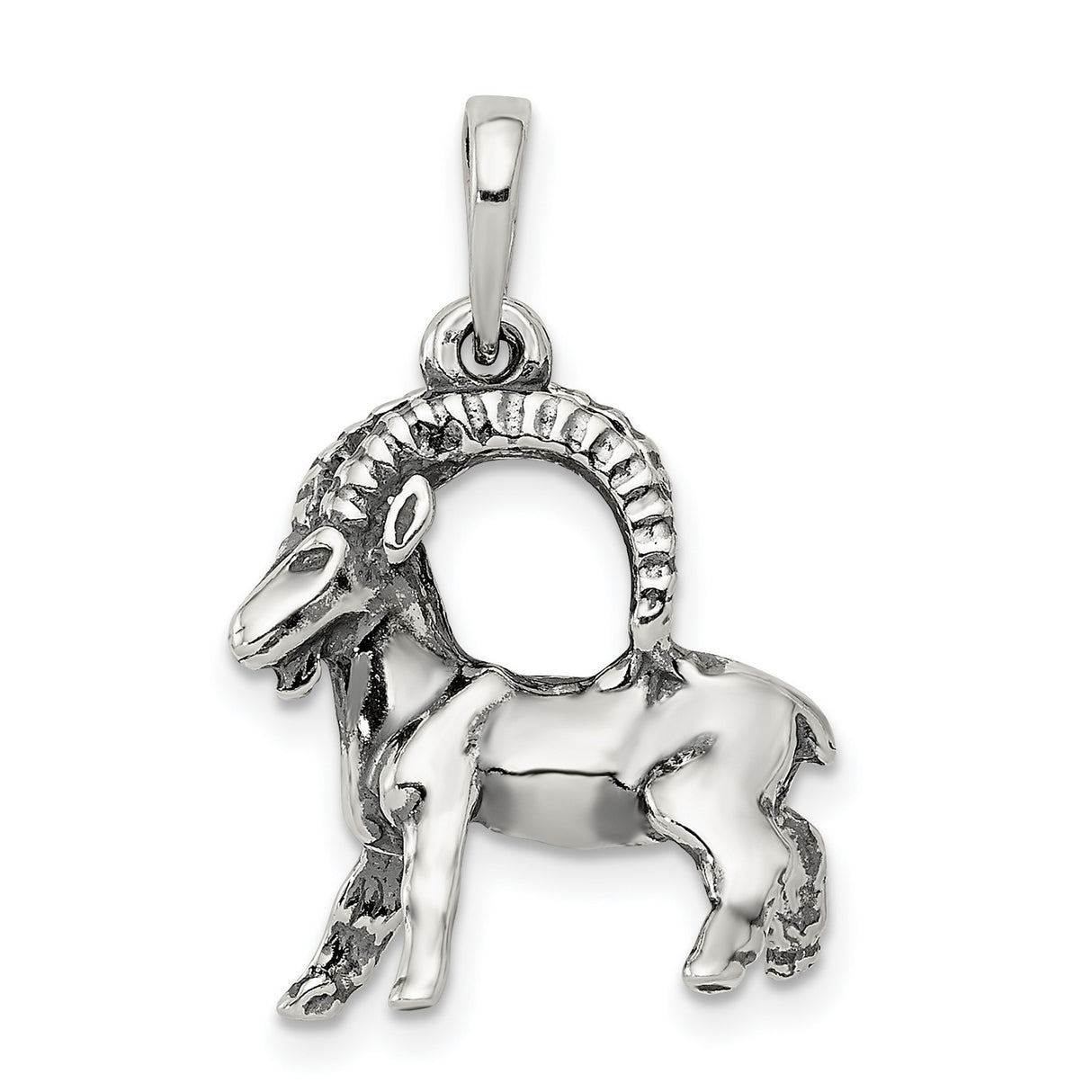 Capricorn Goat Zodiac Symbol Charm Pendant in Real 925 Sterling Silver