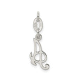 Sterling Silver Initial A Pendant with Cursive Script Design, Personalized Alphabet Charm
