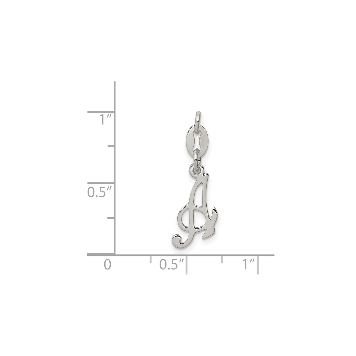 Sterling Silver Initial A Pendant with Cursive Script Design, Personalized Alphabet Charm