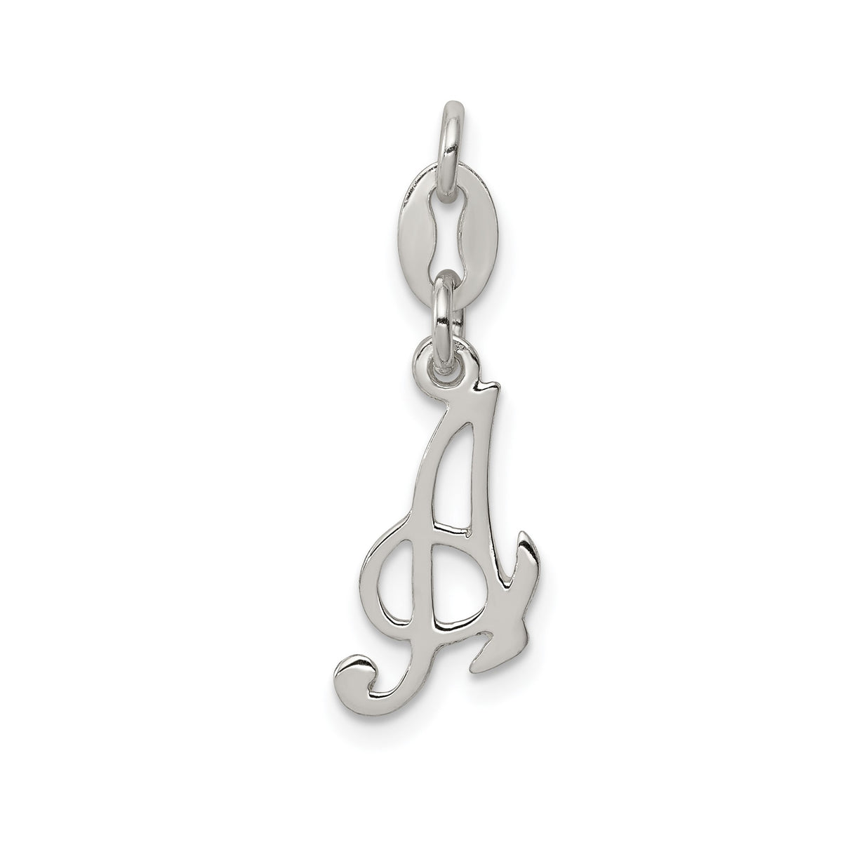 Sterling Silver Initial A Pendant with Cursive Script Design, Personalized Alphabet Charm