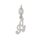 Sterling Silver Initial A Pendant with Cursive Script Design, Personalized Alphabet Charm