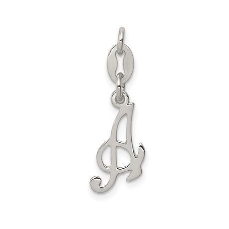 Sterling Silver Initial A Pendant with Cursive Script Design, Personalized Alphabet Charm