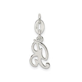 Sterling Silver Initial B Pendant, Cursive Script Letter Charm for Necklace or Bracelet