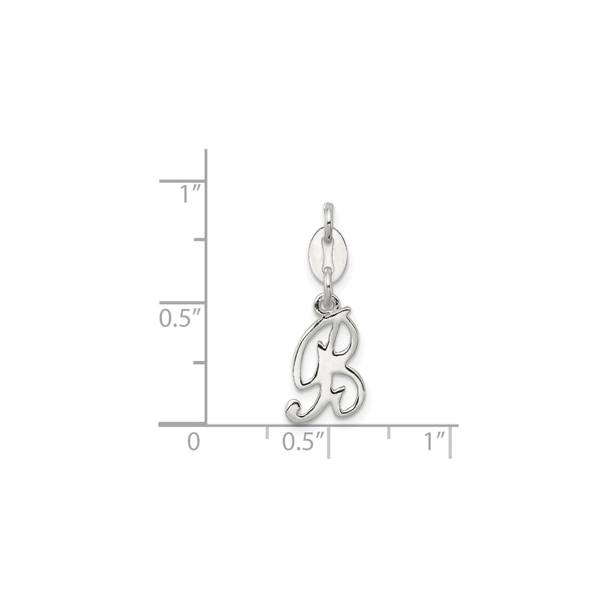 Sterling Silver Initial B Pendant, Cursive Script Letter Charm for Necklace or Bracelet