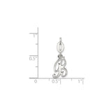 Sterling Silver Initial B Pendant, Cursive Script Letter Charm for Necklace or Bracelet
