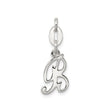 Sterling Silver Initial B Pendant, Cursive Script Letter Charm for Necklace or Bracelet