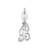 Sterling Silver Initial B Pendant, Cursive Script Letter Charm for Necklace or Bracelet