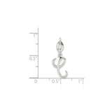 Sterling Silver Script Initial Pendant, Cursive Letter E Charm for Women