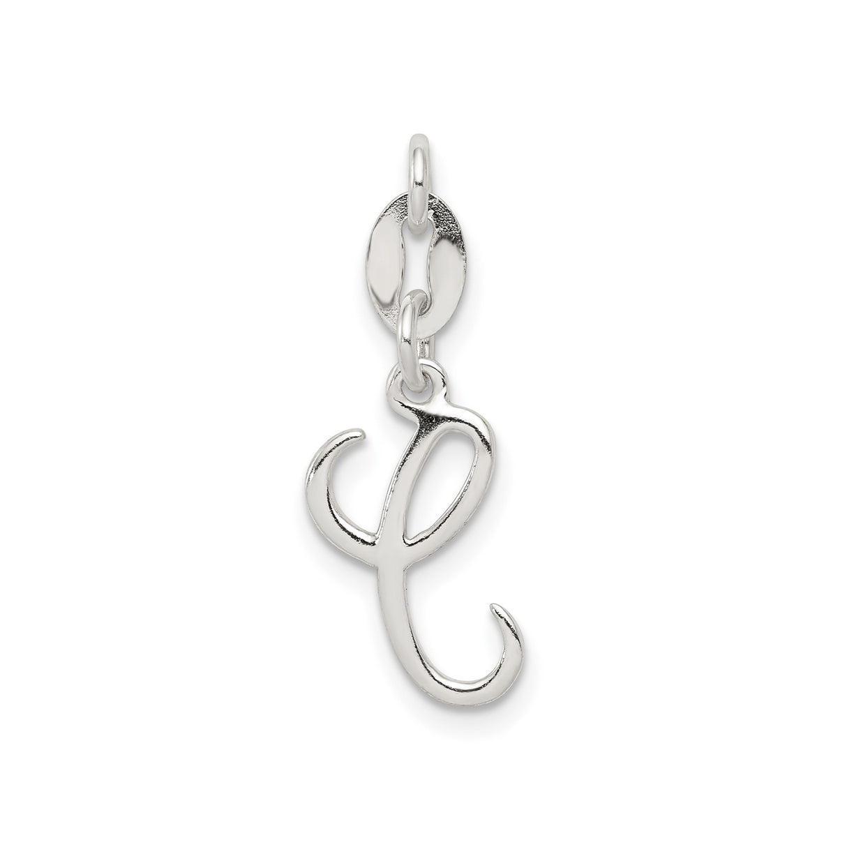 Sterling Silver Script Initial Pendant, Cursive Letter E Charm for Women