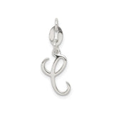 Sterling Silver Script Initial Pendant, Cursive Letter E Charm for Women